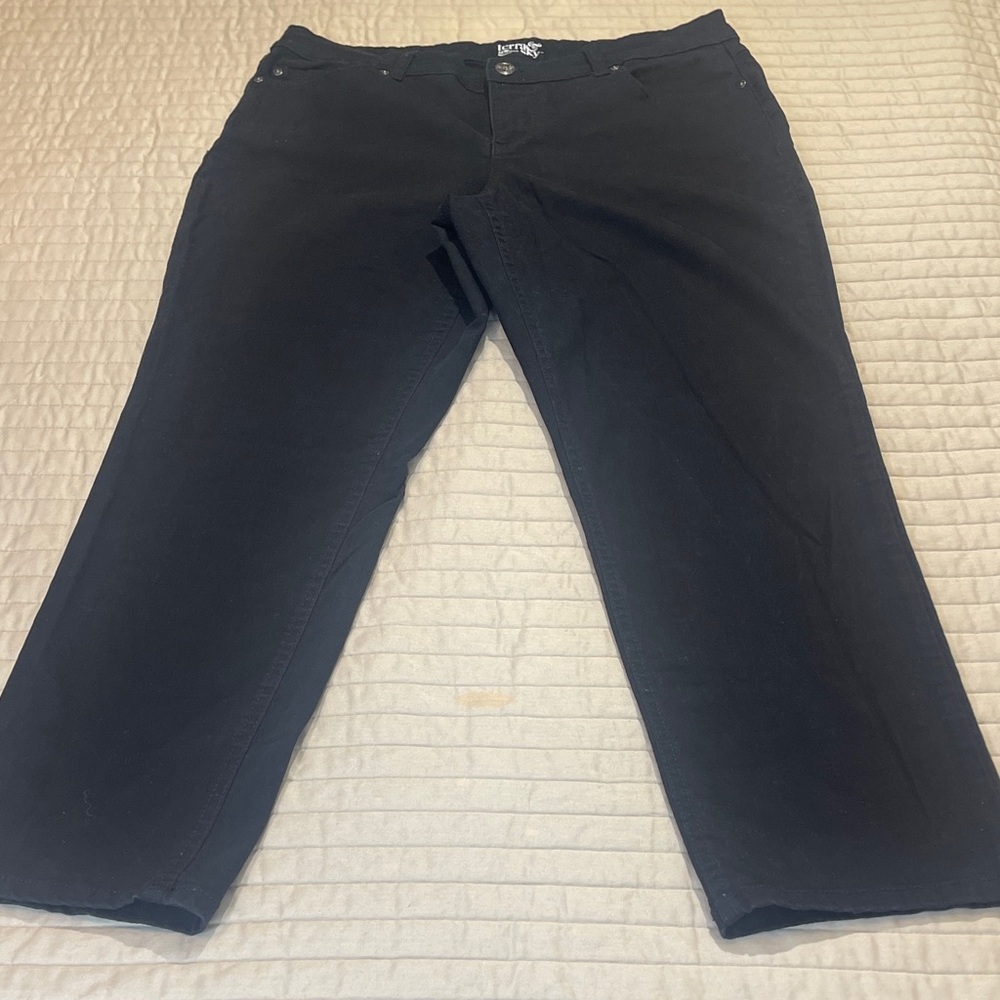 TERRA & SKY WOMENS STRAIGHT SIZE 14W P Black Pants